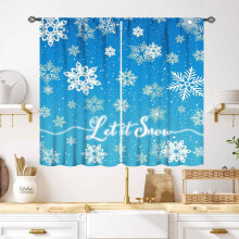 Blue and White Floral Christmas Curtains 2 Panels 55x39 in