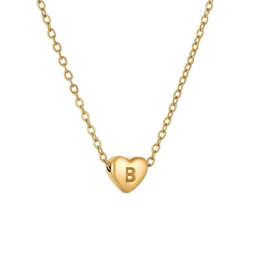 Initial Pendant Necklace 18K Gold Plated Figaro Chain