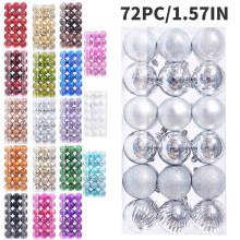 Christmas Ball Ornaments Silver 1.57 Inch 72 Pieces