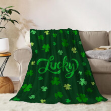 St. Patrick's Day Throw Blanket Green Shamrocks 50x60