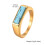 Stainless Steel Blue Turquoise Ring Gold Size 8 2