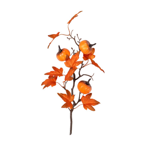 Artificial Pumpkin Branches with Berries and Maple Leaves