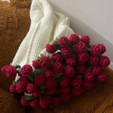 Handmade Rose Bouquet Throw Blanket Cotton Knitted 1 pc