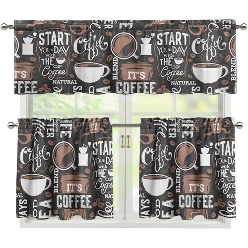 Coffee Kitchen Curtains and Valances Set Farmhouse Tier 2