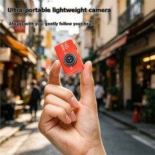 Câmera de Polegar 1080P, Câmera Digital com Zoom Digital de 16x, Estilo Vintage, Gravador de Vídeo para Vlogs, Webcam, Câmera Infantil, Vermelha