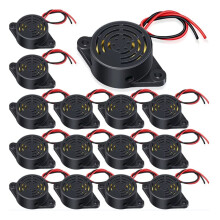 15 Zumbadores Electrónicos SFM-27 de 3-24 V CC, Alarma Piezoeléctrica Activa, con Pitido Continuo, para Proyectos de Bricolaje