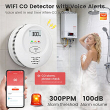 Tuya  Home WiFi CO Detector with Voice Alerts High Sensitive Carbon Monoxide Alarm Sensor