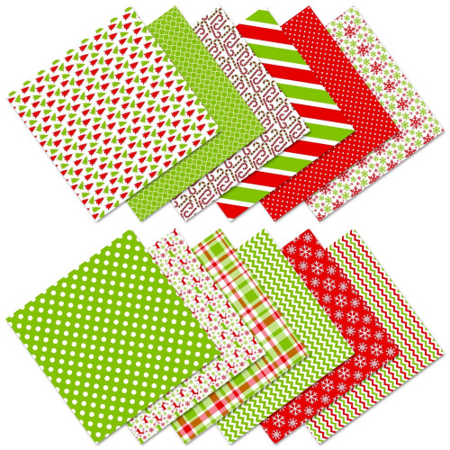 Christmas Pattern Paper Pack Double-Sided Green Red 24