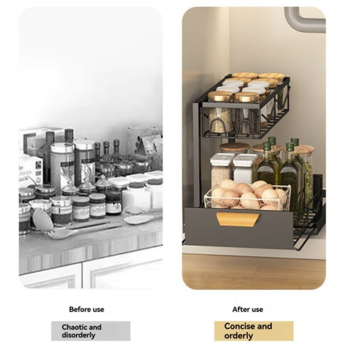 Kitchen Storage Racks Pull-Out Drawer Under-Sink Racks Multi-Layer Kitchen Storage Racks Cabinet Racks 2