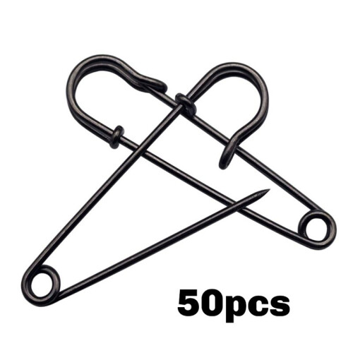 Pacote com 50 Alfinetes de Segurança de Aço Resistente de 2 Polegadas - Ideal para Cobertores, Roupas, Artesanato e Trabalhos em Tela - Preto 1