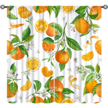 Orange Watercolor Citrus Curtains Rod Pocket Thermal