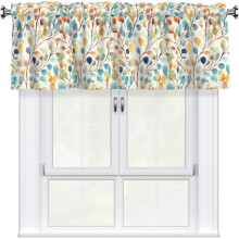 Giwawa Floral Curtain Valance Rod Pocket 54x18in Grey Yellow