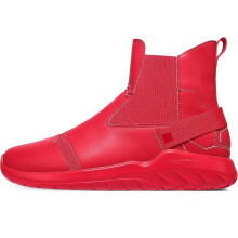 High Top Sneakers Reflective Leather Splicing Red Size 9