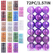 Christmas Balls Ornaments Purple 1.57 Inch 72PCS