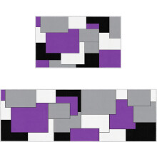 Plaid Kitchen Rugs Set of 2 Purple Black Gray 18x30 and