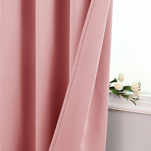 Blackout Kitchen Curtains Pink 86x46cm Short Window Curtain 2