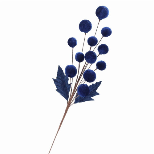 Velvet Ball Ornaments with Branches Dark Blue