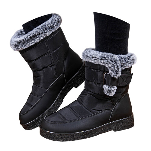 Men's Snow Boots with Arch Support Slip-On Black Size 8 2