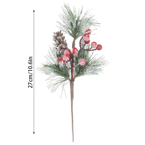 Red Berry and Pine Artificial Holly Stems 12 inch 2