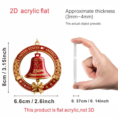 Red US 250th Anniversary Clock Pendant Acrylic Ornament 1