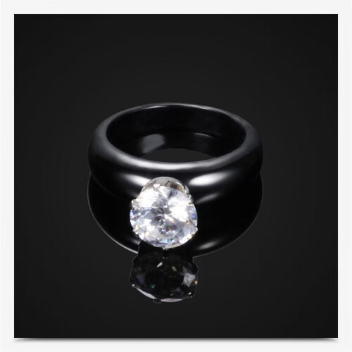Women's Ceramic Wedding Band with Black Cubic Zirconia 2