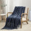Navy Knitted Throw Blanket Textured Solid 50 x 60 Inches 4