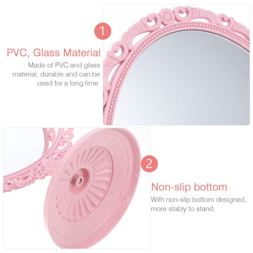 Oval Pink Vanity Mirror for Makeup 2X Magnification 1