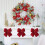 AuroraX Christmas Tree Ornaments Flocked Red Big Bow 12pcs 6