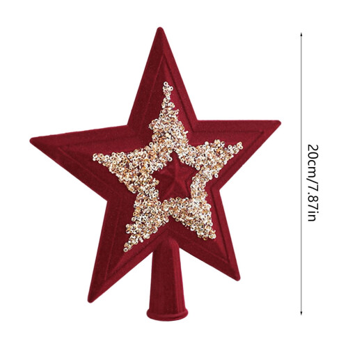 Glitter 3D Five-Pointed Christmas Tree Topper Star 1pc 1