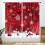 Red and White Christmas Curtains with Snowflakes Tree Snow 1
