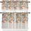 Eucalyptus Leaf Kitchen Curtains Set Orange Green 3-Piece 1