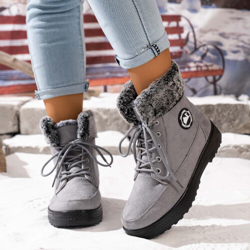 Women's Snow Boots Wide Width Grey Size 7.5 1