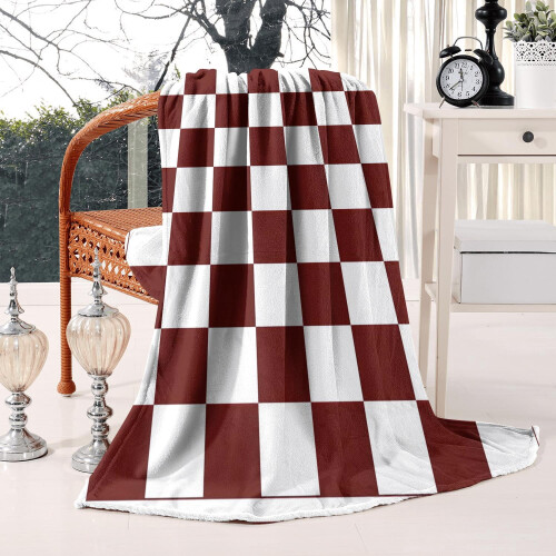 Flannel Throw Blanket Black Checkerboard 50x60 inch
