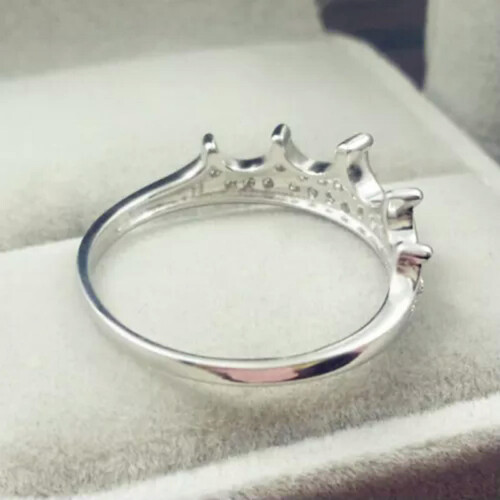 925 Silver Crystal Crown Ring Women Size 5-10 2