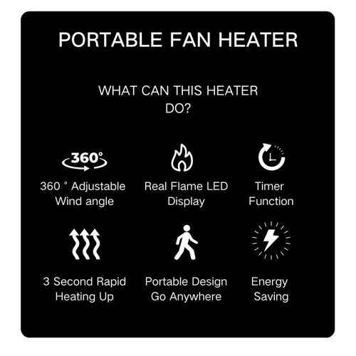 Flame Heater Warm Fan for Home Bathroom Bedroom 1