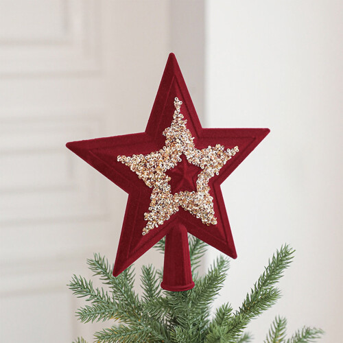 Glitter 3D Five-Pointed Christmas Tree Topper Star 1pc 2