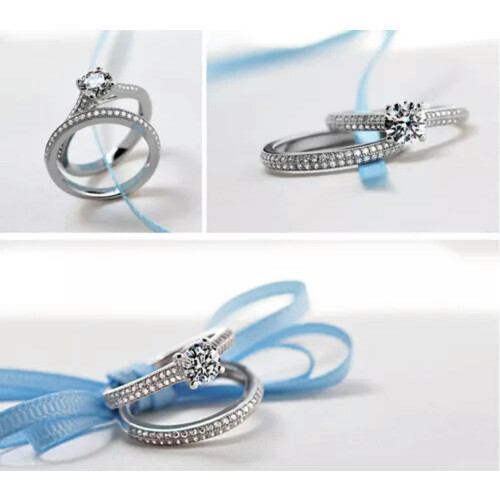 925 Sterling Silver Crystal Zircon Ring Set 9 2