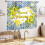 Lemon Kitchen Curtains Retro Blue Tiles Fruit Leaves 2 4