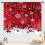 Red and White Christmas Curtains with Snowflakes Tree Snow 4