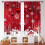 Red and White Christmas Curtains with Snowflakes Tree Snow 5