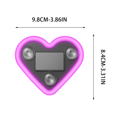 Solar Heart Neon Light for Car Rear Window 1pc 2