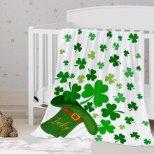 St. Patrick's Day Baby Throw Blanket Green Shamrocks Fuzzy