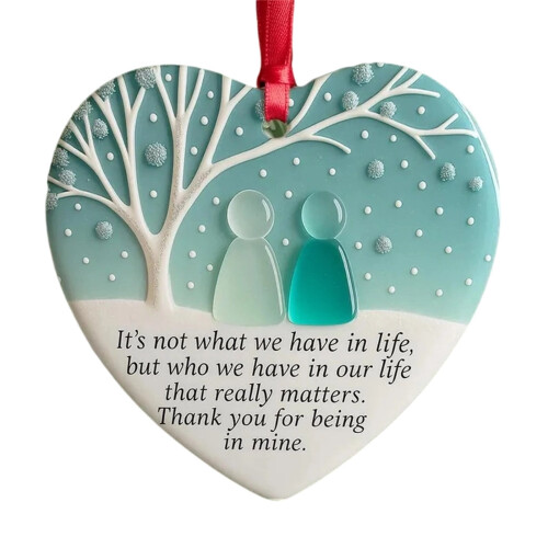 Heart Sea Glass Friendship Ornament Keepsake Decor 1
