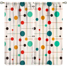 Rideaux style années 50, motif rétro étoile atomique, 2 panneaux, 63 x 63 cm