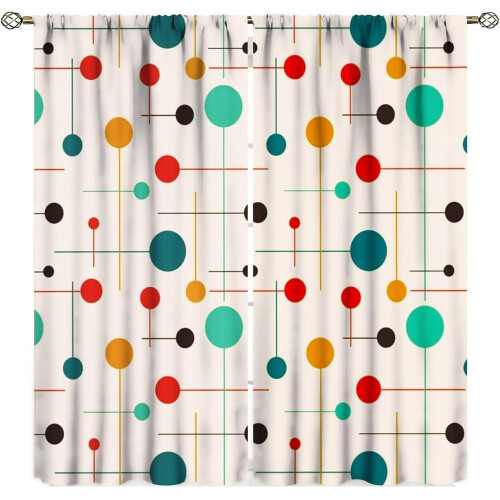 Κουρτίνες Mid-Century Retro Atomic Starburst 2 πάνελ 63x63