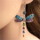 Dragonfly-Shaped Cubic Zirconia Drop Earrings 925 Silver 1