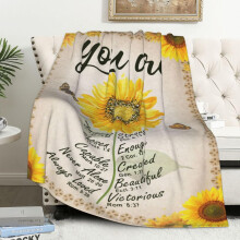 Scripture Throw Blanket Yellow Sunflower 50x60 inch