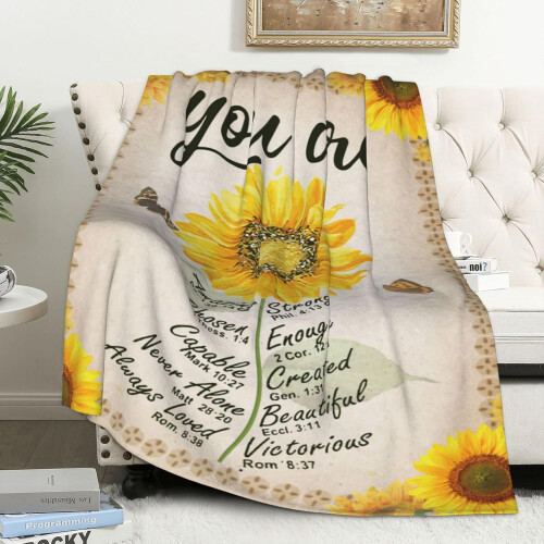 Scripture Throw Blanket Yellow Sunflower 50x60 inch