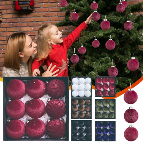 Black Velvet Christmas Ornaments 80mm 9-Pack 2