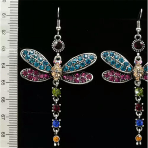 Dragonfly-Shaped Cubic Zirconia Drop Earrings 925 Silver 1
